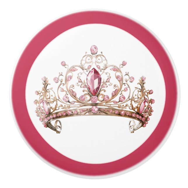 Couronne de Princesse Rose Poignée Céramique Fémin (Devant)