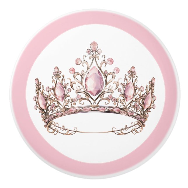 Couronne de Princesse Rose Poignée Céramique Fémin (Devant)