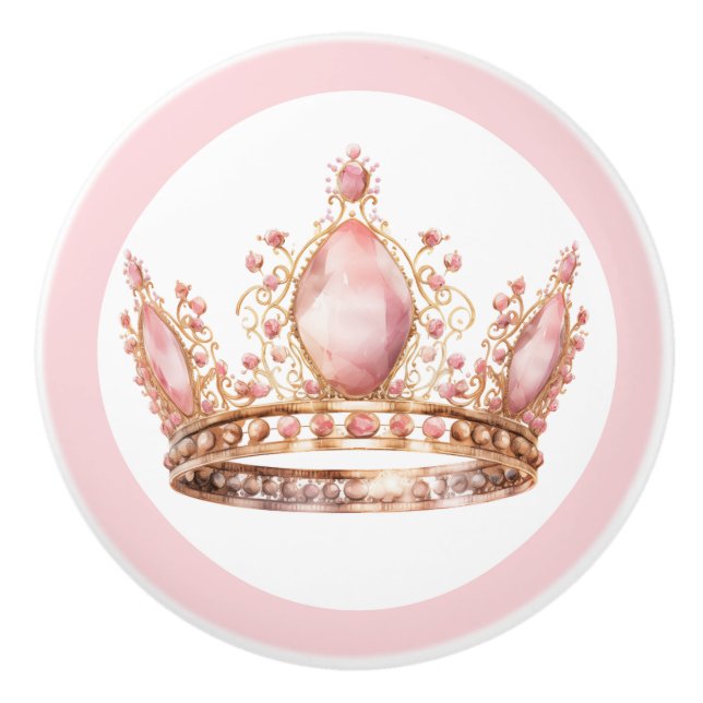 Couronne de Princesse Rose Poignée Céramique Fémin (Devant)