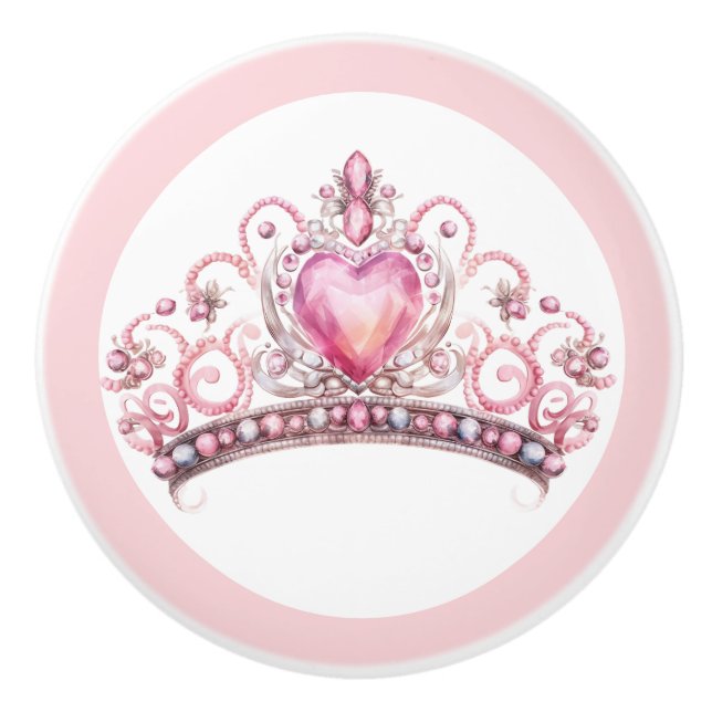 Couronne de Princesse Rose Poignée Céramique Fémin (Devant)