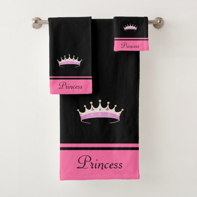 Couronne de princesse & Texte sur fond Noir & Rose (En situation)
