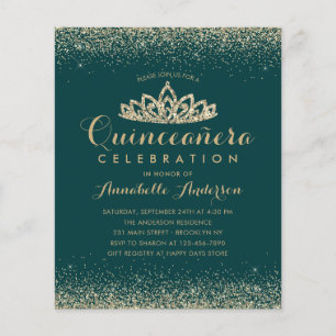 Couronne de Quinceañera émeraude dorée et économiq