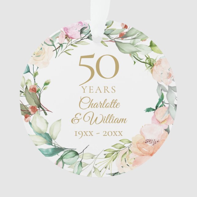 Couronne de roses douces 50e anniversaire Photo (devant)