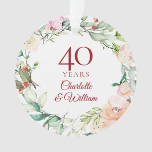 Couronne de roses florale 40e anniversaire de mari