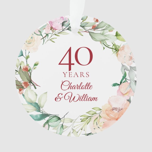 Couronne de roses florale 40e anniversaire de mari (devant)