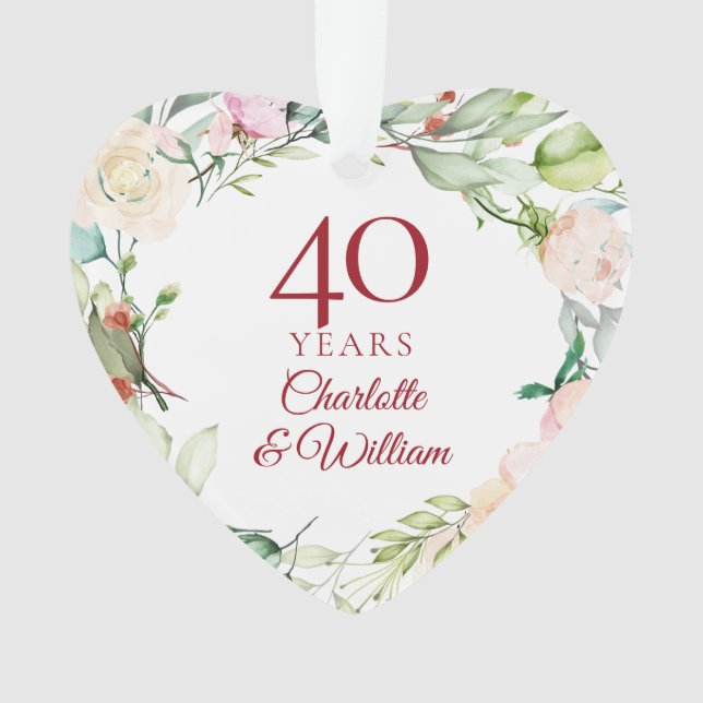 Couronne de roses pour les 40 ans de mariage Rubis (devant)