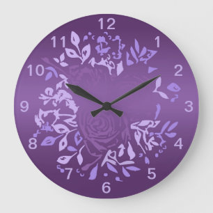 Couronne de roses violettes Horloge ronde