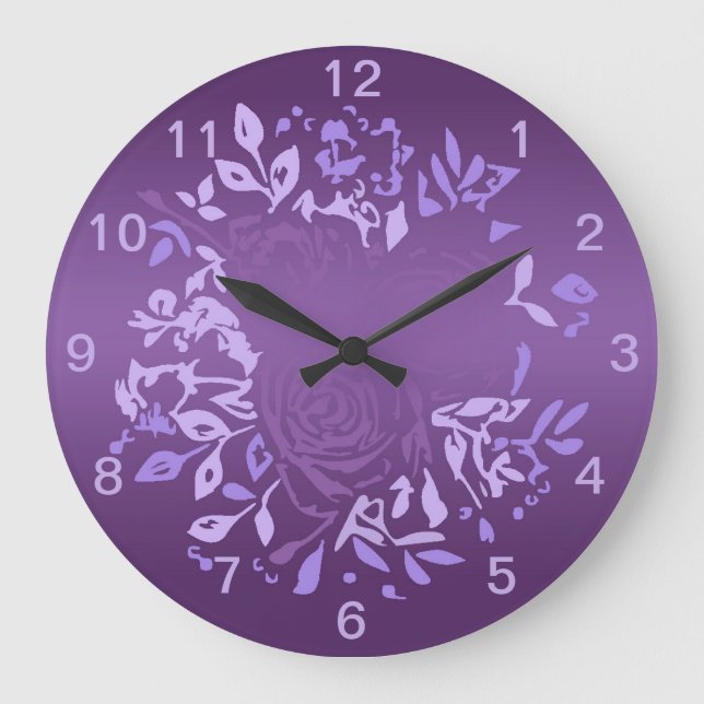 Couronne de roses violettes Horloge ronde (Recto)