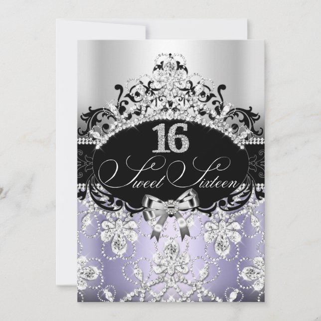 Couronne de Sparkle Violet pour Invitation d'anniv (Devant)