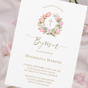 couronne de tulipes d'aquarelle   Invitation au ba