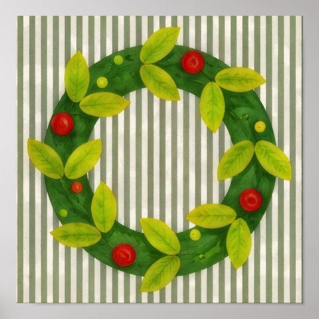 Couronne de vacances de Noël Poster d'art carré (Devant)