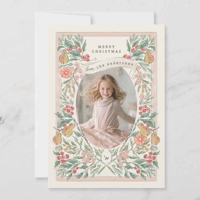 couronne de vacances fleurie carte de vœux avec de (Devant)