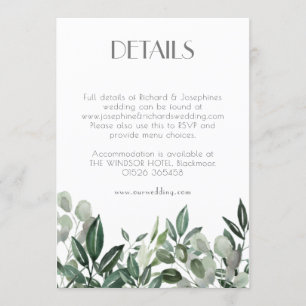 couronne de verdure de la carte de boîtier RSVP