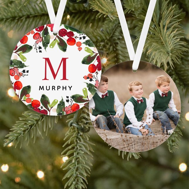 Couronne de verdure de Noël Photo monogramme de fa (Créateur téléchargé)