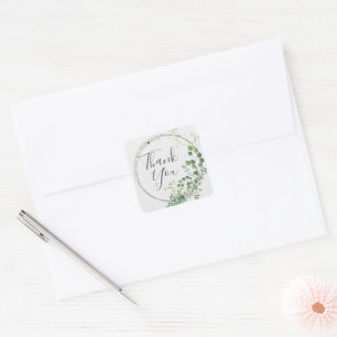 Couronne de verdure gris clair Merci Autocollant c