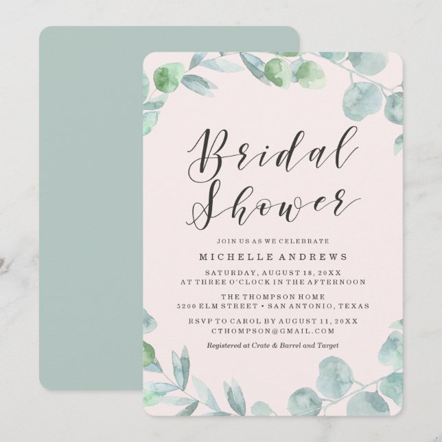 Couronne délicate | Invitation à la Baby Shower de (Devant / Derrière)