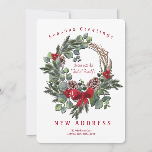 Couronne d'hiver avec carte de changement d'adress (Devant)