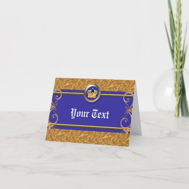 Couronne d'or et de bleu royal, merci pour la fête (Devant)