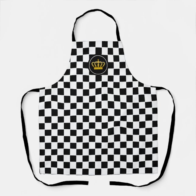 Couronne dorée sur tablier à motif d'échiquier noi (Recto)