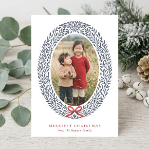 Couronne élégante Carte de Noël photo pliée
