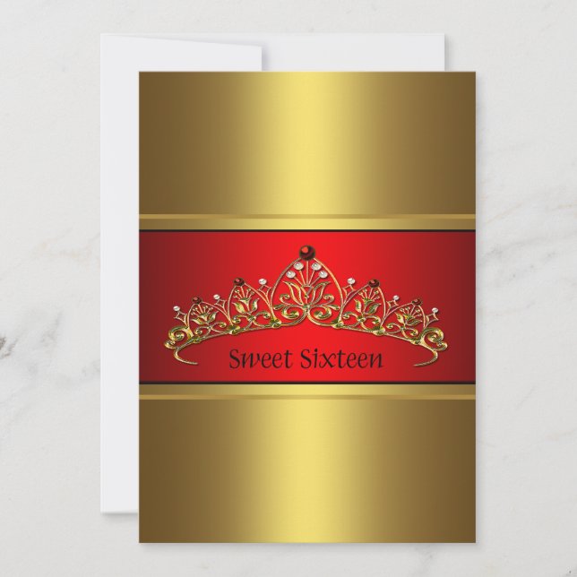 Couronne en or rouge Invitation de fête Sweet Sixt (Devant)