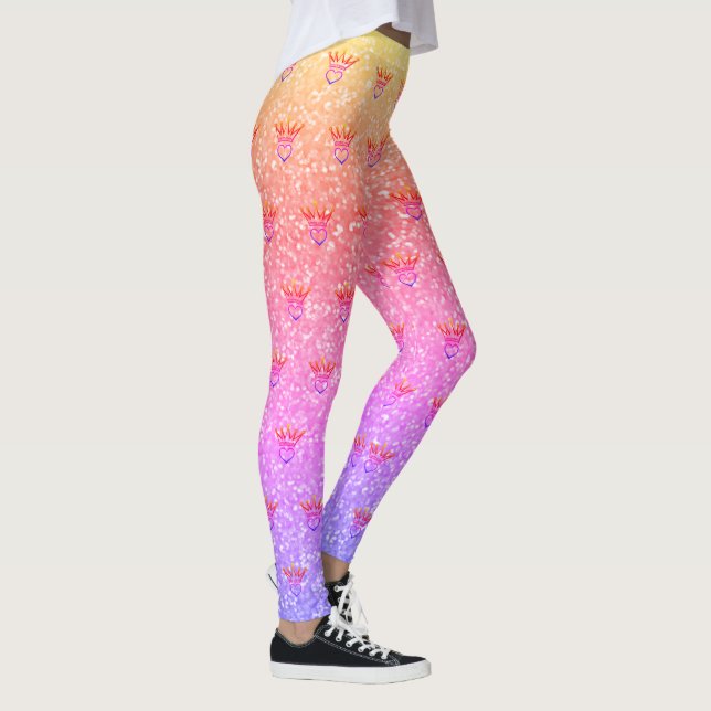 Couronne et coeur Pastel Imprimer Leggings (Droite)