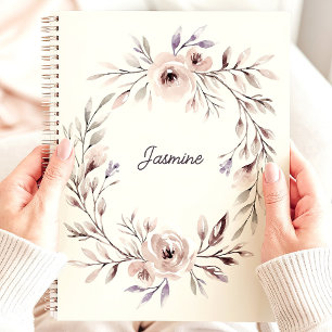 Couronne florale à l'aquarelle Nom personnalisé