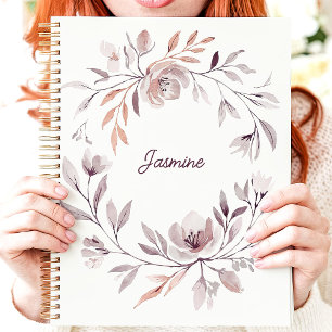 Couronne florale aquarelle apaisée Nom personnalis