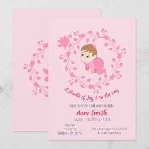 Couronne florale Bébé fille Douche Invitation