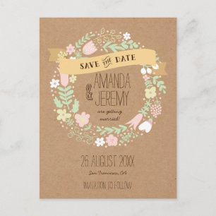 Couronne florale Boho Pastel Faire-part de mariage