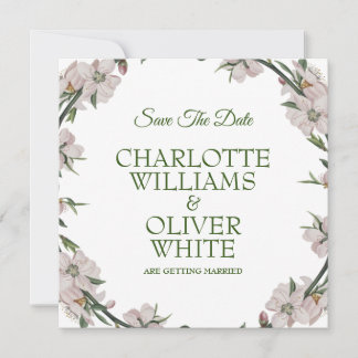 Couronne florale, carte de sauvegarde de la date