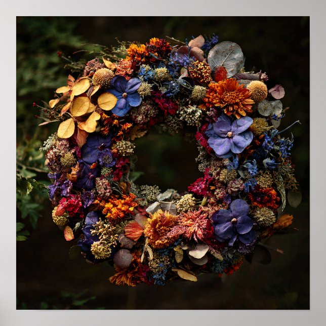 Couronne florale d'automne - Impression d'art (Devant)