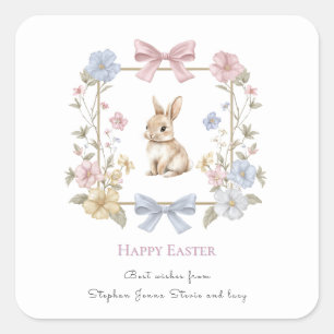 Couronne florale de lapin de printemps Autocollant