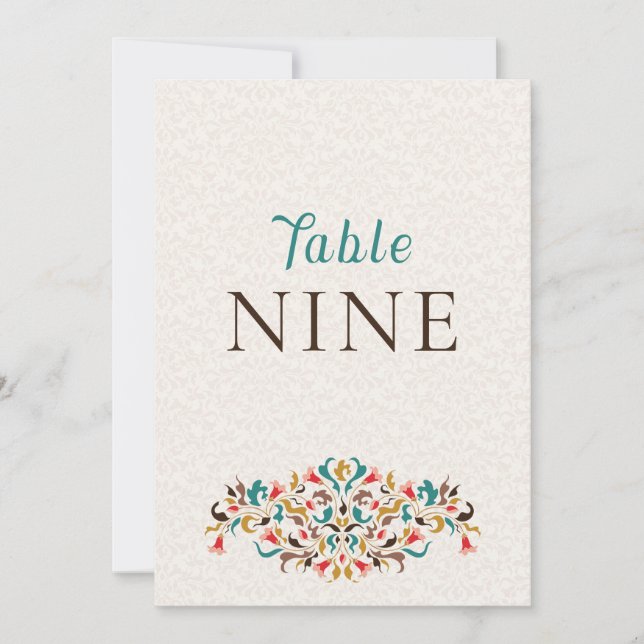 Couronne florale élégante moderne numéro de table  (Devant)