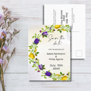 Couronne florale Enregistrer la date Carte postale