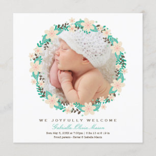 Couronne florale Faire-part de naissance