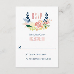Couronne florale monogramme Cartons réponse