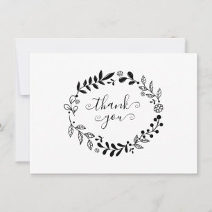Couronne florale noire et blanche Merci