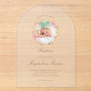 couronne florale photo Invitation de baptême