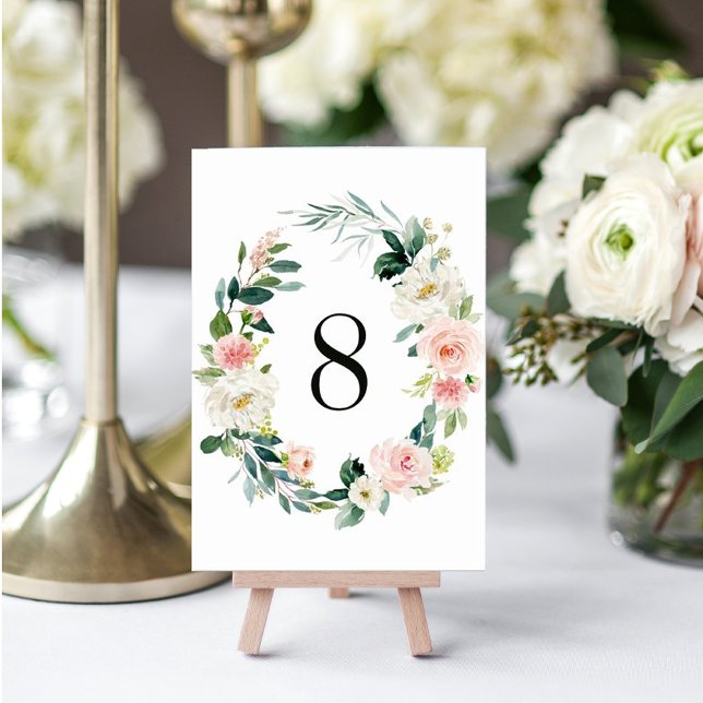 Couronne florale rose de printemps numéro de table (Créateur téléchargé)