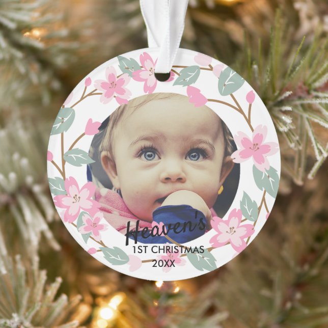 Couronne florale rose pastel bébé souvenir (Arbre)