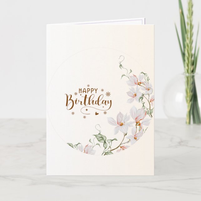 Couronne florale rose pliée Carte Joyeux Anniversa (Devant)
