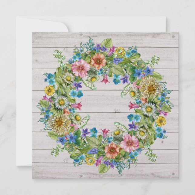 Couronne florale rustique élégante Invitation (Devant)