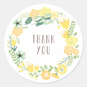 Couronne florale Stickers Merci
