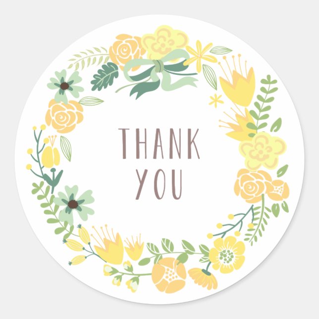 Couronne florale | Stickers Merci (Devant)