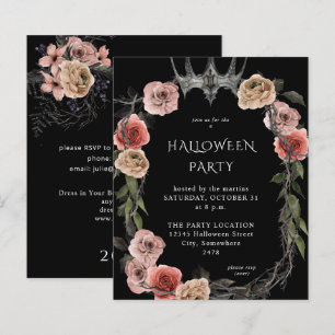 Couronne Halloween Budget Rose Fleur Noir Fête