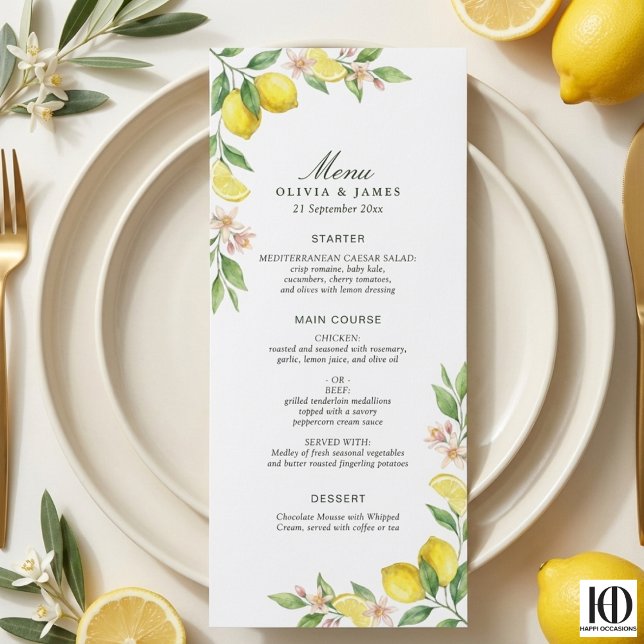 Couronne Menu de Mariage Citrus Méditerranéen (Créateur téléchargé)