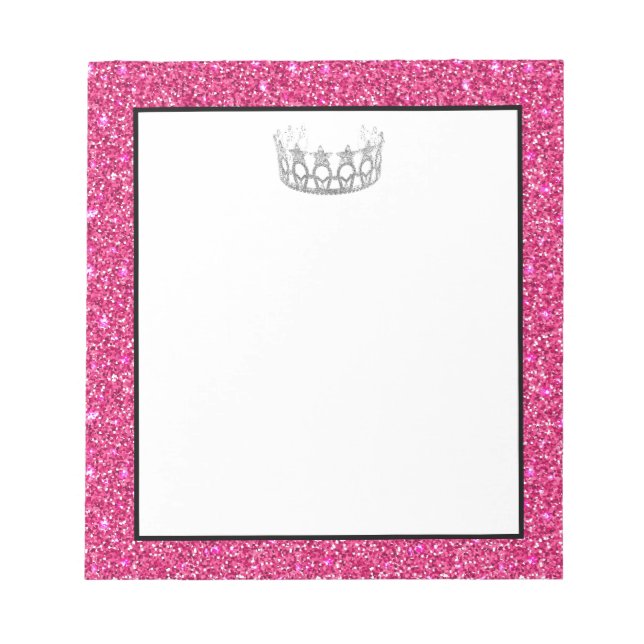 Couronne Miss USA paillettes roses bloc-notes (Devant)