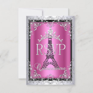 Couronne RSVP Quinceanera Rose Argent Tour Eiffel