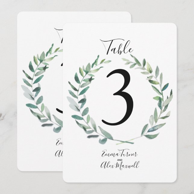 Couronne Rustique Verte | Cartes de numéros de tab (Devant / Derrière)